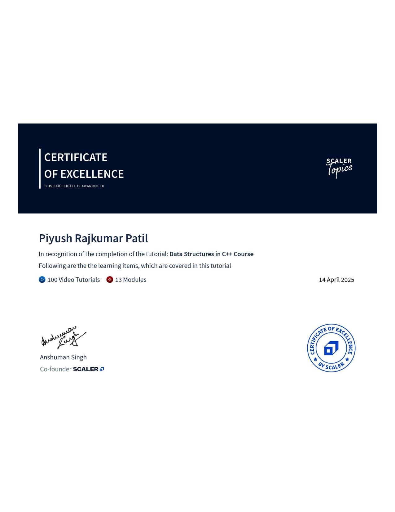 Data Structures and Algorithms in C++